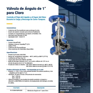 Válvula de Ángulo de 1” para Cloro
