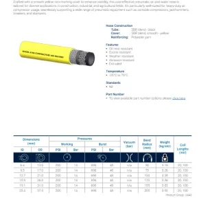 A102 Rubber Contractors Air Delivery Hose - Data Sheet
