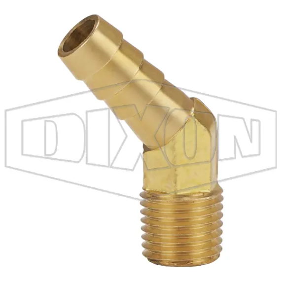 Male NPTF x Hose Barb 45° Elbow