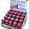 pink garden hose nozzle display